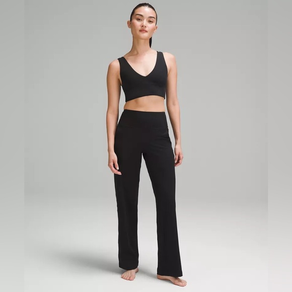 Lululemon Black Align High Rise Ribbed Wide Leg Pants - Picture 2 of 9